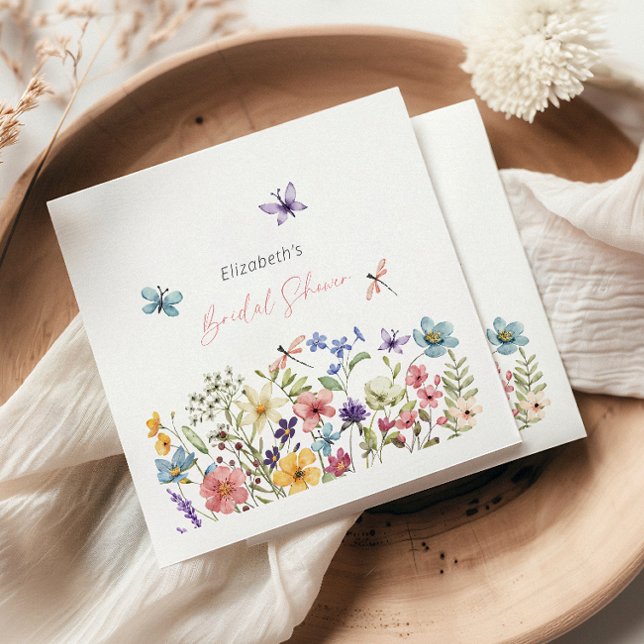 Serviette En Papier Fête des mariées de jardin Fleur sauvage papillon (Créateur téléchargé)