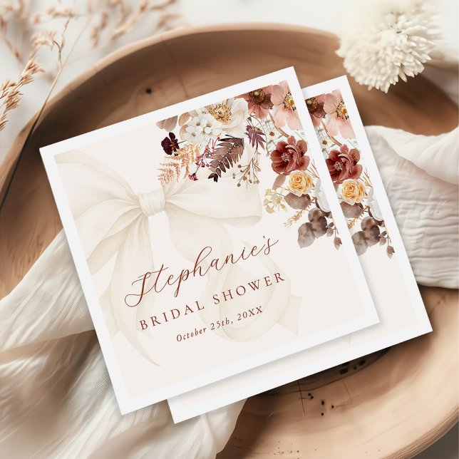Serviette En Papier Fête des mariées de la boue blanche florale (Créateur téléchargé)