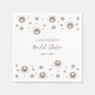 Serviette En Papier Fête des mariées de perle blanche minimale