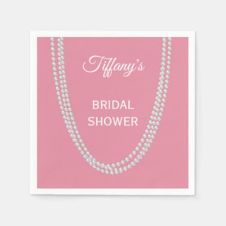 Serviette En Papier Fête des mariées de perles roses délicates