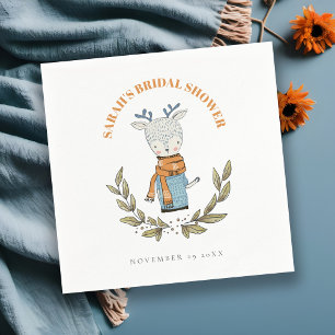 Serviette En Papier Fête des mariées de rennes hivernales mignonne et