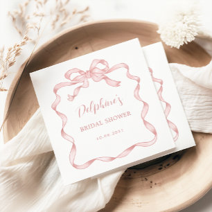 Serviette En Papier Fête des mariées de ruban rose vif moderne