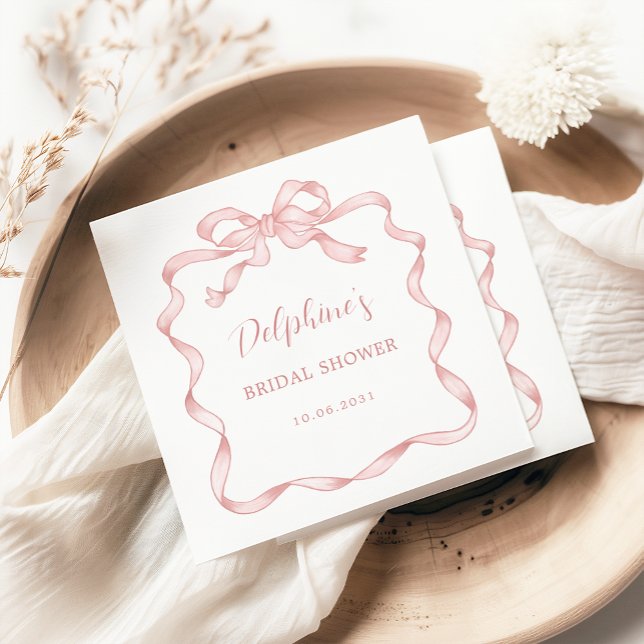 Serviette En Papier Fête des mariées de ruban rose vif moderne (Créateur téléchargé)