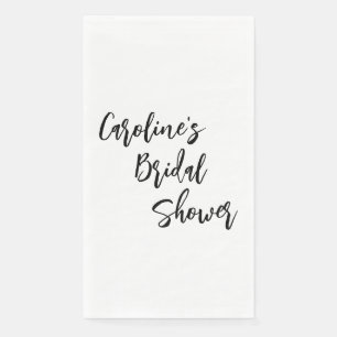 Serviette En Papier Fête des mariées de script moderne blanc personnal