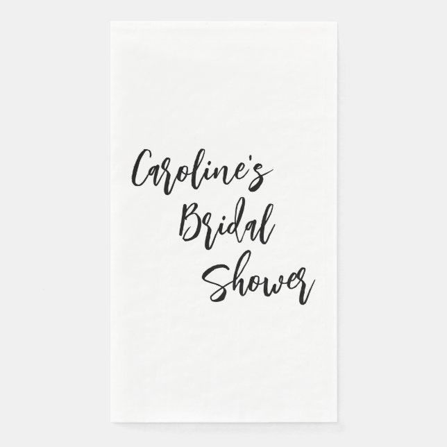 Serviette En Papier Fête des mariées de script moderne blanc personnal (Devant)