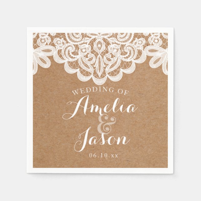 Serviette En Papier Fête des mariées de serviettes Mariage Kraft et de (Devant)