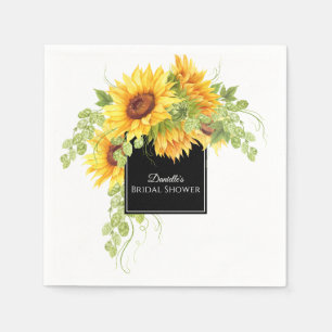 Serviette En Papier Fête des mariées de tournesols de charme rustique