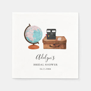 Serviette En Papier Fête des mariées de valise de voyage rustique