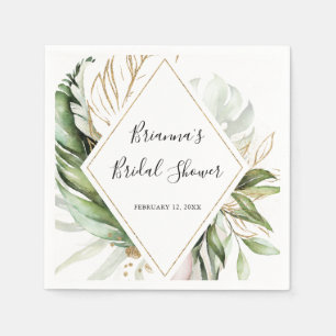 Serviette En Papier Fête des mariées de verdure tropicale géométrique 