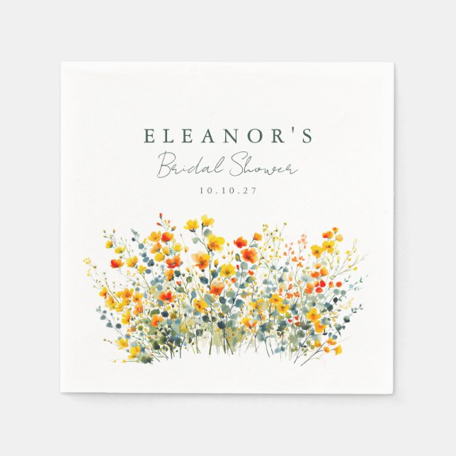 Serviette En Papier Fête des mariées des Fleurs sauvages de prairie ja (Devant)