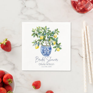 Serviette En Papier Fête des mariées d'été au citron méditerranéen