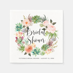Serviette En Papier Fête des mariées d'été Boho Succulents Floral Wrea