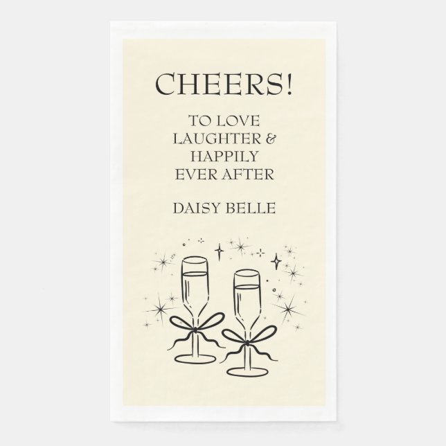 Serviette En Papier Fête des mariées Doodle à main Jaune (Devant)