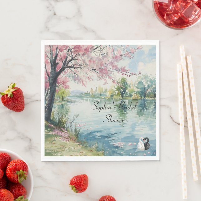 Serviette En Papier Fête des mariées du lac des Cygnes romantiques (En situation)