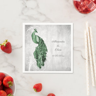 Serviette En Papier Fête des mariées Emerald Green Peacock