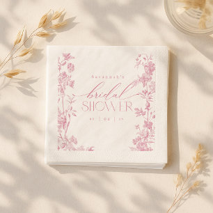 Serviette En Papier Fête des mariées en toile rose   Floral vintage
