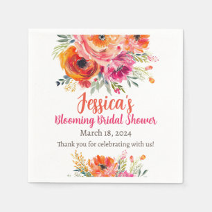 Serviette En Papier Fête des mariées été Orange et fleurs roses