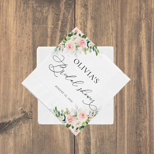 Serviette En Papier Fête des mariées Ethereal Blush Roses Rose (Créateur téléchargé)