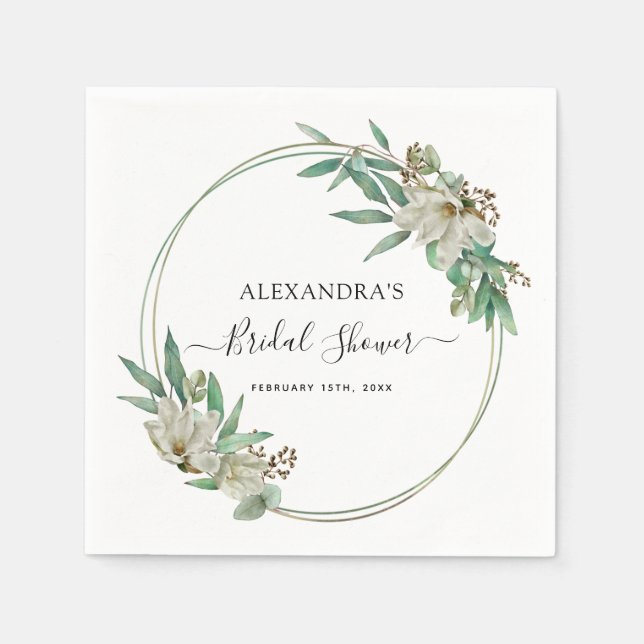 Serviette En Papier Fête des mariées Eucalyptus Magnolia Verdure (Devant)