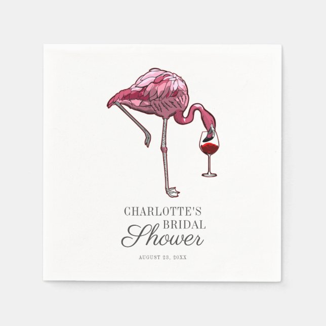 Serviette En Papier Fête des mariées Flamant rose (Devant)