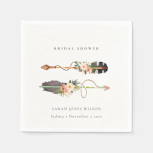Serviette En Papier Fête des mariées Flèche fleurie en plume de Boho r