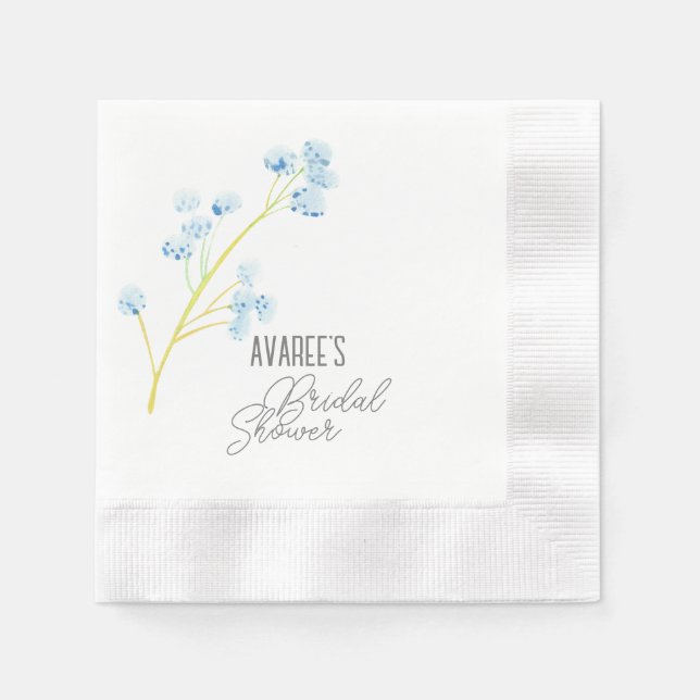 Serviette En Papier Fête des mariées Fleur sauvage bleu délicate (Devant)