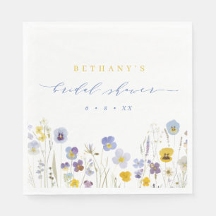 Serviette En Papier Fête des mariées Fleur sauvage bleu et jaune print
