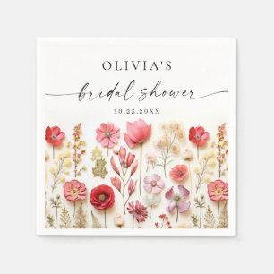 Serviette En Papier Fête des mariées Fleur sauvage Retro Pastel Pink B