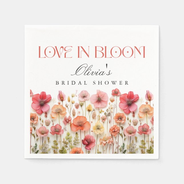 Serviette En Papier Fête des mariées Fleur sauvage Retro Pastel Pink B (Devant)