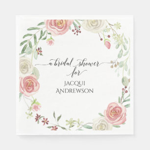 Serviette En Papier Fête des mariées   Floral de Rose d'ivoire