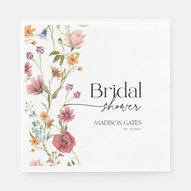Serviette En Papier Fête des mariées florale (Devant)