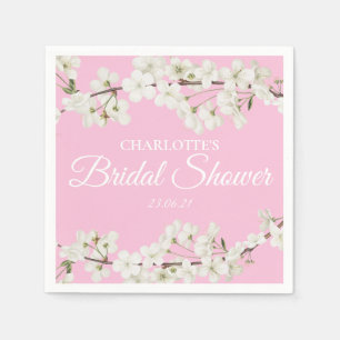 Serviette En Papier Fête des mariées florale à fleurs blanches