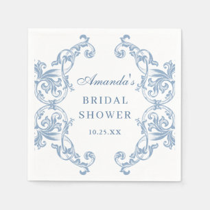 Serviette En Papier Fête des mariées Florale Bleu Dusty