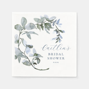 Serviette En Papier Fête des mariées florale bleu romantique