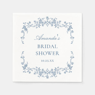Serviette En Papier Fête des mariées Florale Bleue de l'Ornat victorie