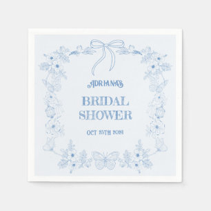 Serviette En Papier Fête des mariées florale Blue Bow Toile
