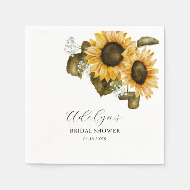 Serviette En Papier Fête des mariées florale de tournesol (Devant)