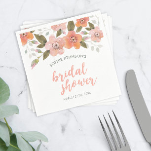 Serviette En Papier Fête des mariées florale délicate