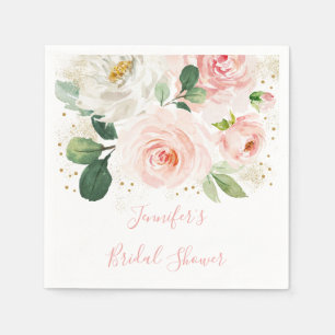 Serviette En Papier Fête des mariées florale en or rose