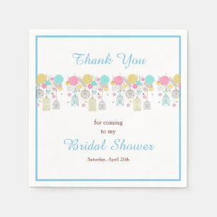 Serviette En Papier Fête des mariées Florale Jaune & Cages d'oiseaux r