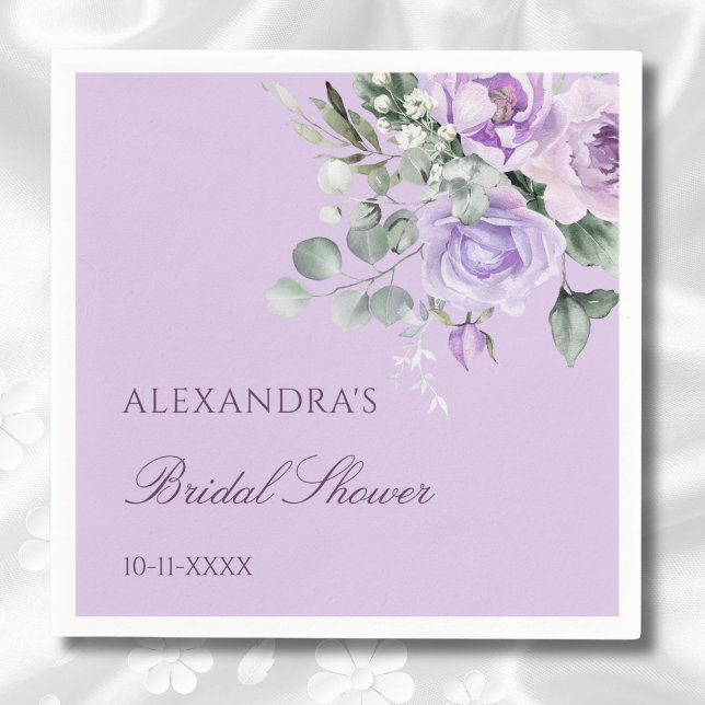 Serviette En Papier Fête des mariées florale Lavender Peony (Créateur téléchargé)