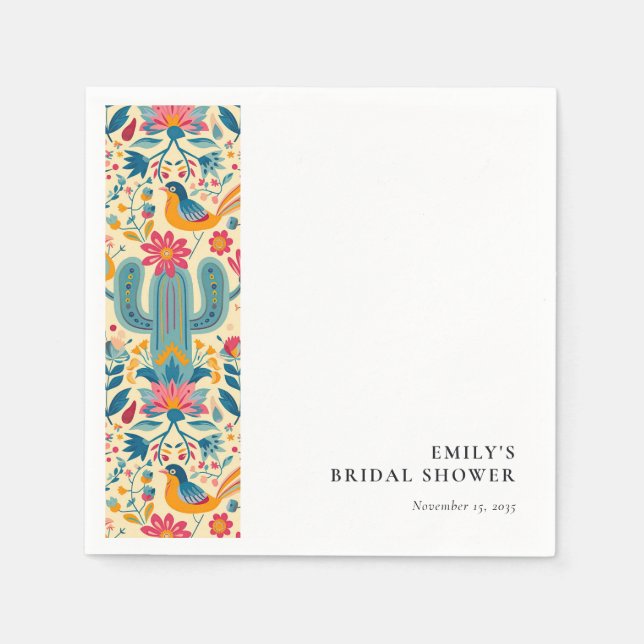 Serviette En Papier Fête des mariées florale mexicaine (Devant)