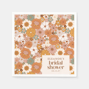 Serviette En Papier Fête des mariées Florale Retro Terracotta Boho per