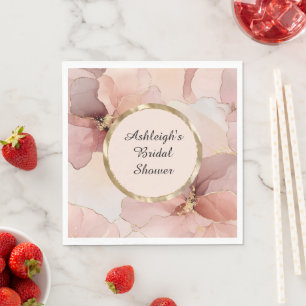 Serviette En Papier Fête des mariées florale romantique rose rose or r