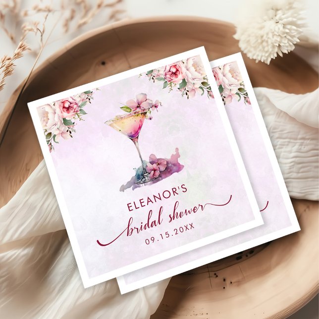 Serviette En Papier Fête des mariées florale rose (Créateur téléchargé)
