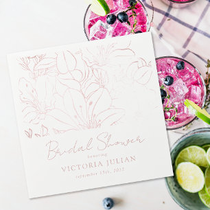 Serviette En Papier Fête des mariées florale rose Gold Foil