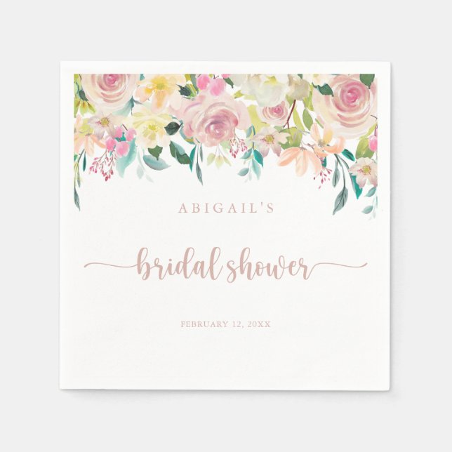 Serviette En Papier Fête des mariées florale rose Gold Spring (Devant)