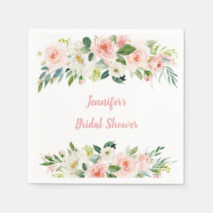 Serviette En Papier Fête des mariées florale rose pâle