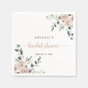 Serviette En Papier Fête des mariées florale rose rose foncé classique