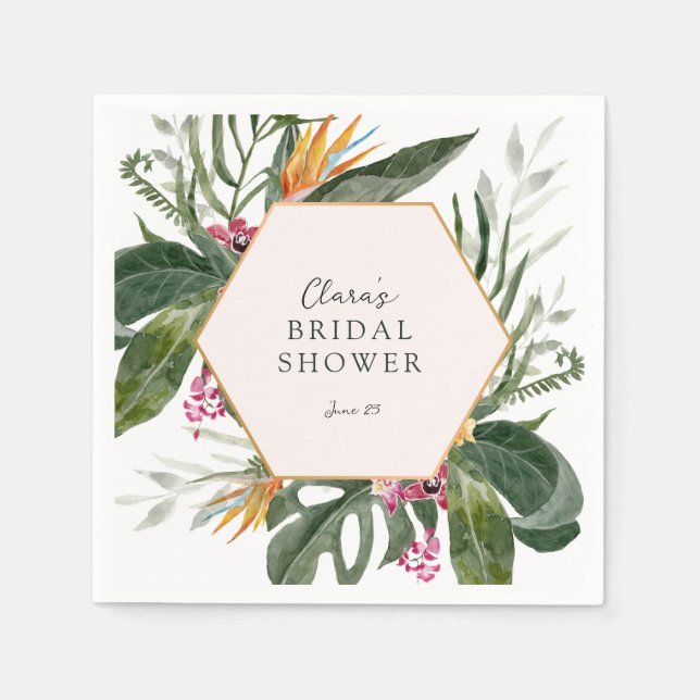 Serviette En Papier Fête des mariées florale tropicale (Devant)